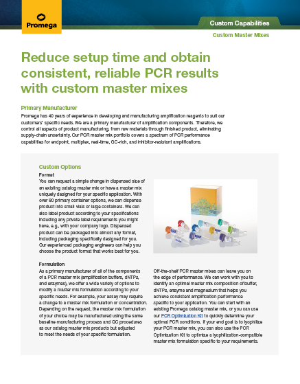 Download Flyer: Custom PCR Master Mixes
